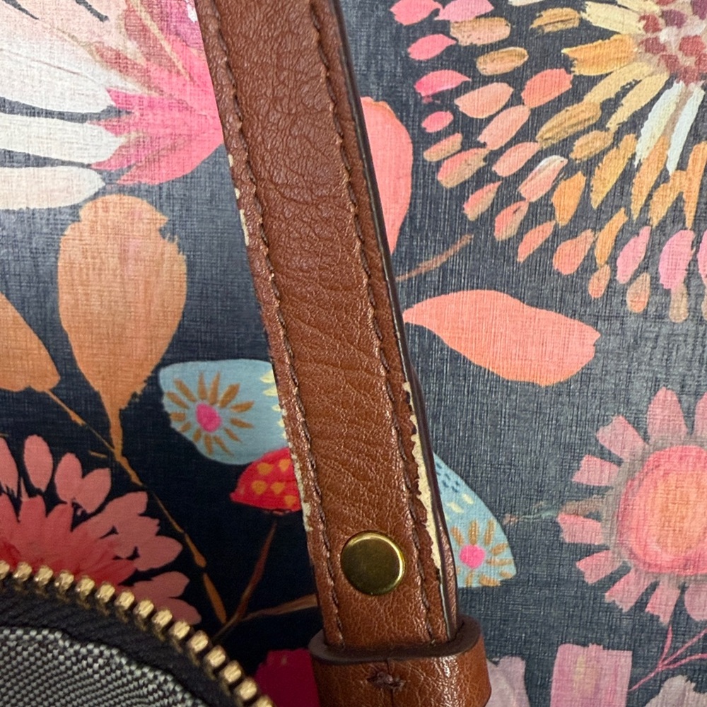 FOSSIL Large Leather Rachel Tote Two Tone Brass Trim - Picture 5 of 5